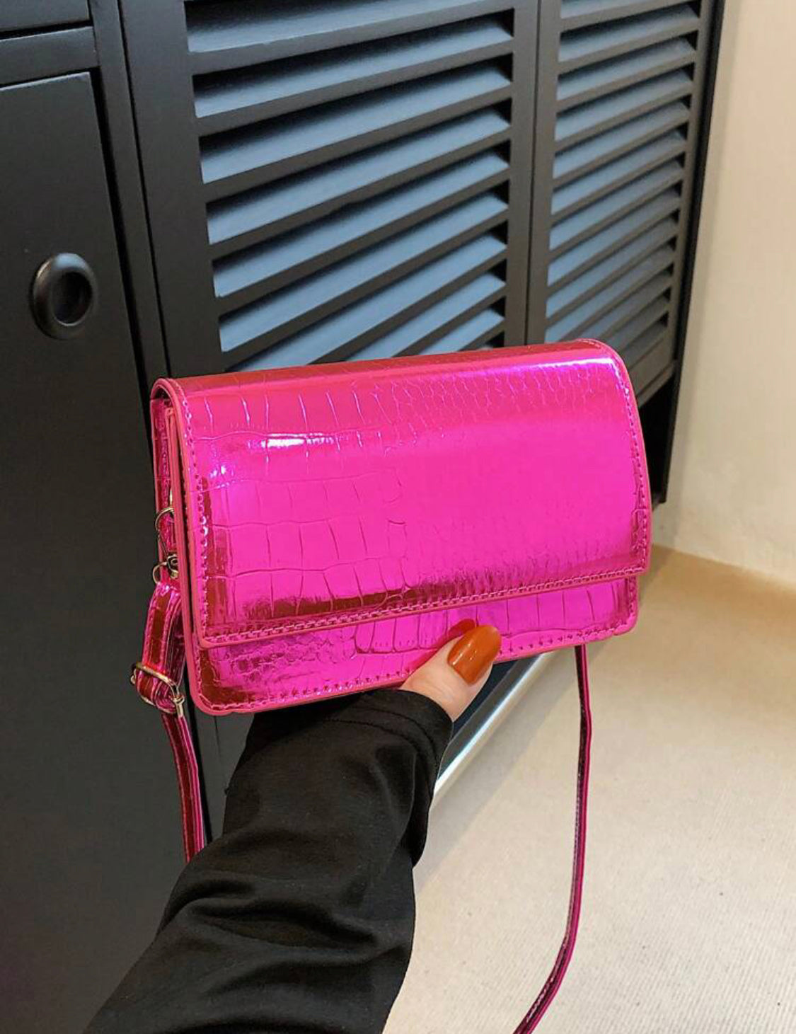 Reflective Barbie Pink Rectangle Mini Bag