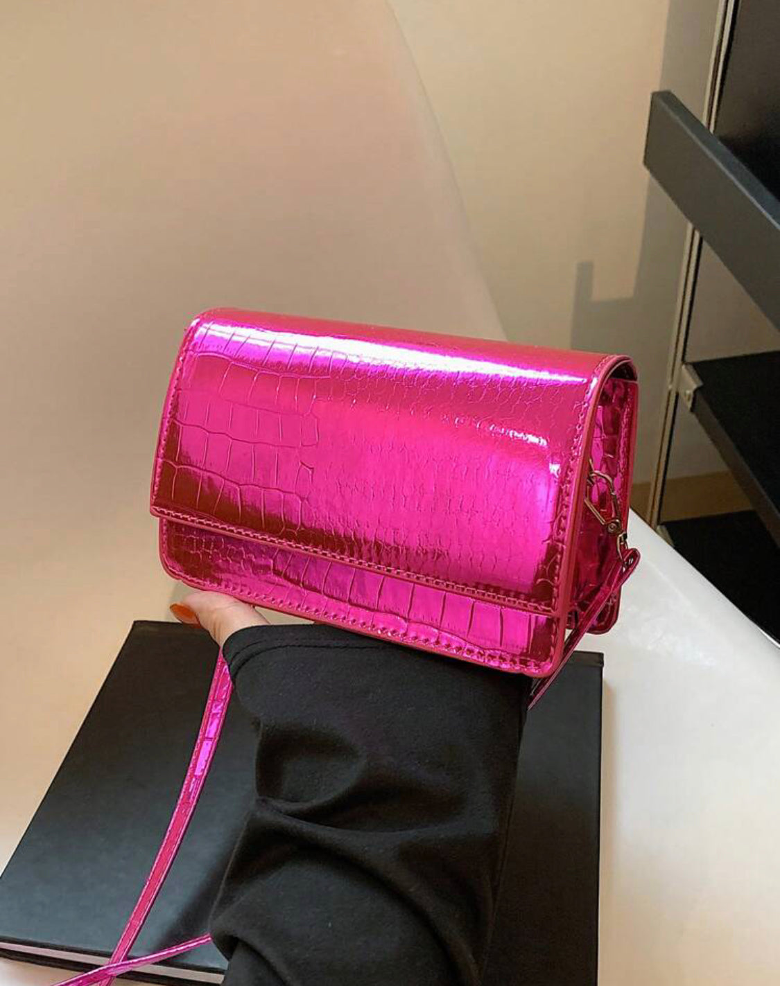 Reflective Barbie Pink Rectangle Mini Bag