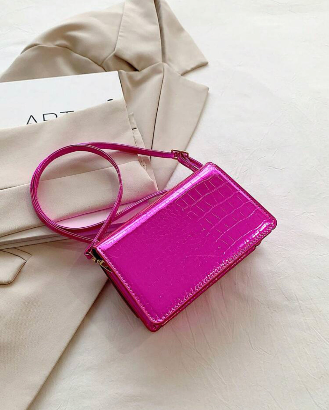 Reflective Barbie Pink Rectangle Mini Bag